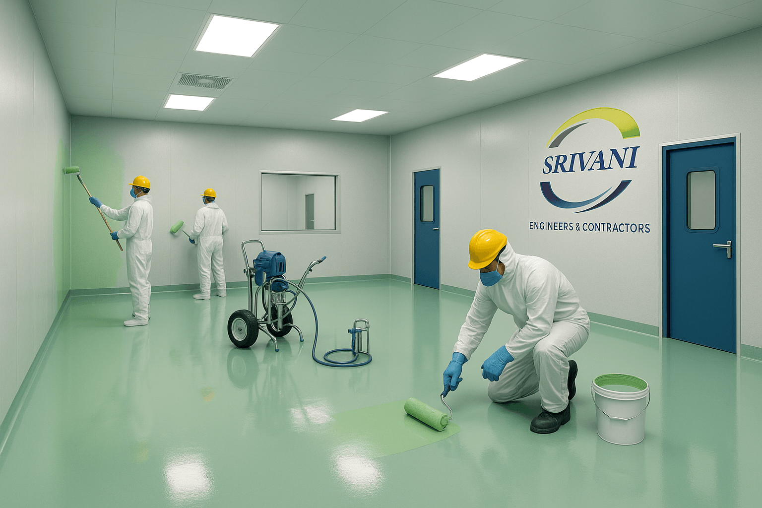 Clean room painting for GMP-compliant manufacturing unit