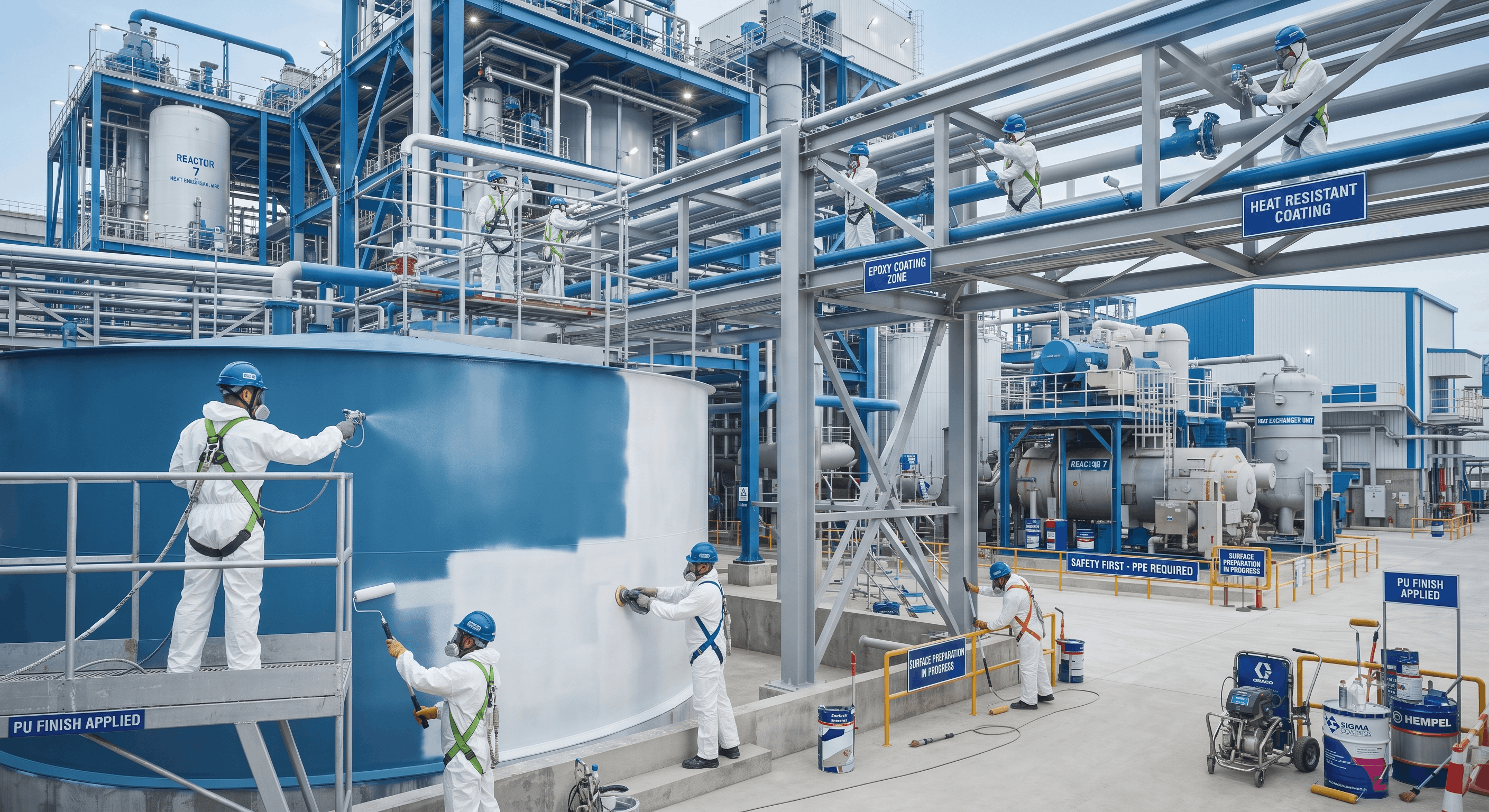 Spray painting and anti-corrosive coating on equipment